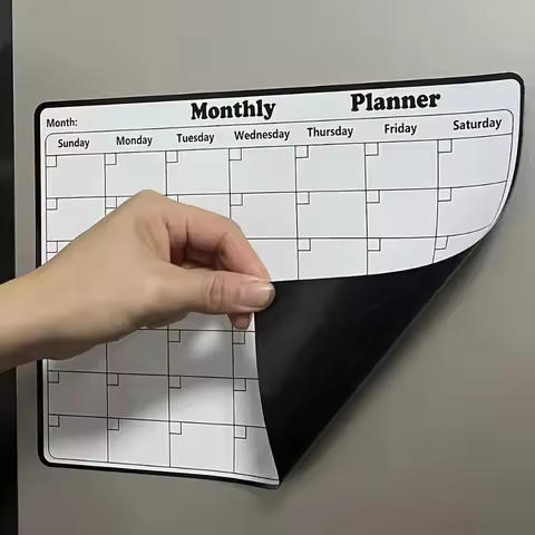Magnetic Fridge Dry-Erase Calendar - Monthly Planner Whiteboard, Message Board & Notepad, Fridge Mag