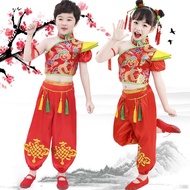 Children Festive Drum Performance Costume Chinese Performance Games Opening Style Waist Drum Teenage