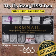 HSM Nail Tip Matte Square Black Stamp 500pcs – Full Cover Tip No Extensions, Hard and Durable Salon 