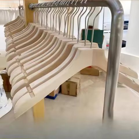 Wooden hanger hanger special pants hanger drying rack wooden clothing store non-slip flocking clothi