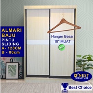 Almari Baju Besar Sliding Door 4ft or 2.6ft Wide | Wardrobe Sliding - D'Nest Furniture