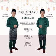 XS - 4XL! Baju Melayu Dewasa Slim Fit / Moden Tanpa Pesak Cekak Musang &amp; Teluk Belanga Emerald Green