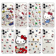 Cute Hello Kitty For Apple iPhone 13 12 11 mini 8 7 6S 6 XS XR X 5 5S SE 2020 Pro Max Plus Transparent Phone Cover Funda Case
