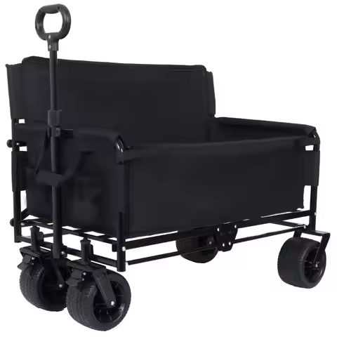 3-in-1 Convertible Folding Wagon Cart with Bench Seat and Storage - 500lbs Heavy-Duty Utility Wagon 