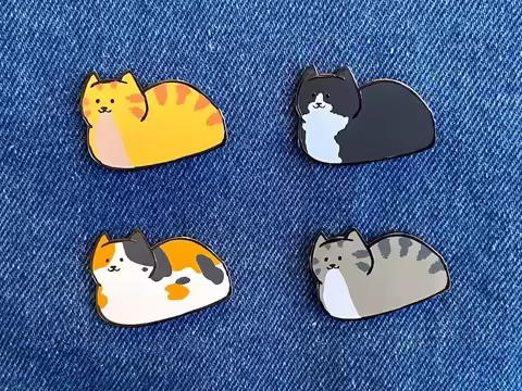 Cat Loaf Enamel Pin - Orange Tabby, Tuxedo, Calico