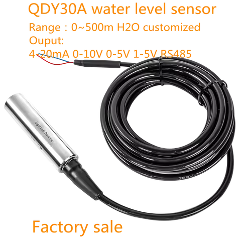 4-20mA 0-10V 0-5V RS485 Submerged Liquid Tank Stainless Steel Hydraulic Deep Well Water Level Sensor