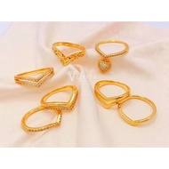 [VJ]Cop916 Ring “V - Shape” Unique Full Diamond Design for Women V Ring 999.9 Gold Plated RV < Cinci
