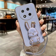 Soft Case Honor X9C Casing Luxury 6D Plating Cute Bunny Holder Free lanyard strap
