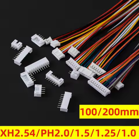 5Sets JST1.25 ZH1.5 PH2.0 XH2.54 Connector Female Male 2/3/4/5/6/7/8/9/10P With Cable 10/20cm with b