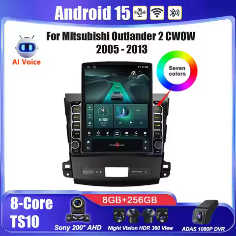 9.7" Android 15 Car Radio For Mitsubishi Outlander 2 CW0W 2005 - 2013 For Citroen C-Crosser 1 2007 -