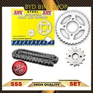SSS HEAVY DUTY CHAIN & STEEL SPROCKETS SET 428HK 122L 40T/41T/42T/43T X 15T Y15ZR FZ 150 I