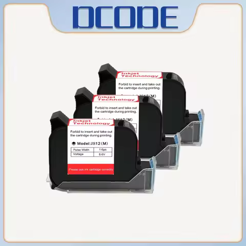 DCODE JS12 12.7mm Handheld Printer Ink Cartridge 1-5PCS Fast Dry Eco Solvent 600DPI Thermal Inkjet P