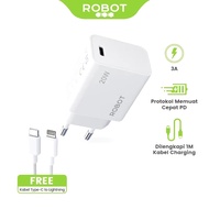 ROBOT RT-P Series 2-Port Charger With Type-C to Type C Cable + Lightning