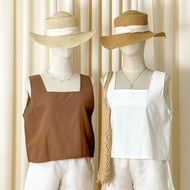 Lily Blouse by TCC | Casual Comfy Soft Linen Sleeveless Top (Large to Extra Large)