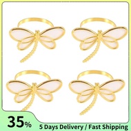 4 Piece Set, Gold Dragonfly Napkin Ring Napkin Holder, Used for Wedding Dinner Dinner Table Decorati