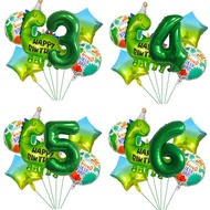 7pcs/set Dinosaur Number Balloon Set For Kids' Dinosaur Theme Birthday Party Decoration Supplies Foi