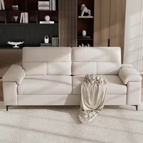 88" Deep Seat Loveseat with 8" Cushion, Convertible Armrest, Removable Cover, High Legs for Living R