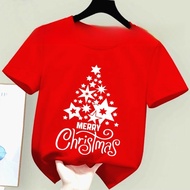 【220G 100%Cotton T-shirt】NELLY CHILDREN'S CHRISTMAS TOPS AND STAR TREE , MERRY CHRISTMAS T-SHIRTS