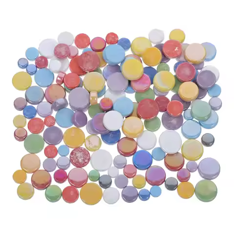 1Pack Colorful Glass Mosaic Tiles Round Flat Mini Mixed Shapes Decorative Craft Pieces for Mosaic Ar
