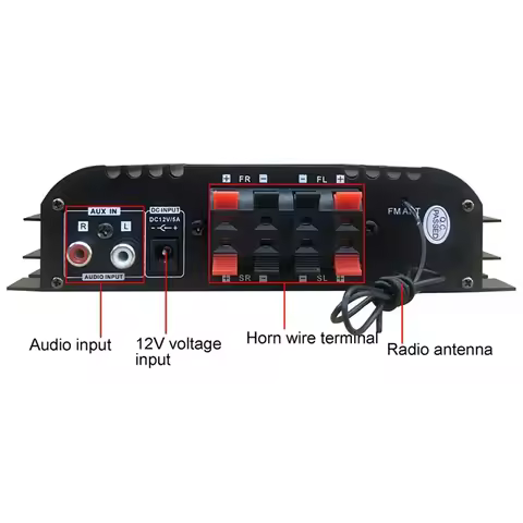 1600W Peak Power Digital 4 Channel Audio Amplifier FM Radio USB Bluetooth-Compatible 4 Channel Bluet