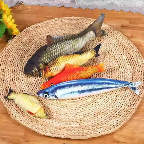 1Pcs/2Pcs Cat Fish Toys Soft Linen Catnip Plush Fish Bite-Resistant Interactive Chew Toys for Kitten