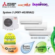 (R410A)Mitsubishi Electric Starmex System 3 Aircon - MXY-4G38VA2, 5 Ticks, Free Installation for 25 Feet/Fan-coil