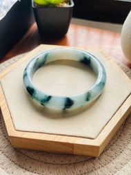 兔寶手鐲 - 晨間漫舞|白底藍飄花、冰糯種、平安鐲、手圍19.5-20