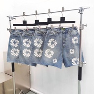 DENIM TEARS TEARS Same Style Kapok Embroidery Washed Retro High Street Casual Men Women DENIM Shorts