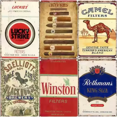 Vintage Tobacco Cigarette Metal Sign - Classic Poster for Wall Decoration - Ideal Gift for Bar Home