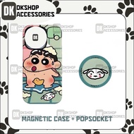 Shin Pencil Boy Magnetic Case with Puppy Popsocket – Premium Soft TPU, Anti-Scratch | DKshop
