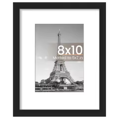 8x10 Picture Frame, Display Pictures 5x7 with Mat or 8x10 Without Mat, Wall Hanging Photo Frame,,1 P