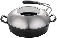 Casserole Cast Iron Skillet Induction Pot with Lid Shallow Concave Wok Nonstick Metal Utensil Saucepan Double Wide Handle Black 11.8inch Frying Pan interesting