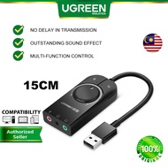 UGREEN Sound Card External USB Stereo Audio Card Adapter USB to Jack 3.5mm Earphone Headphone Microp
