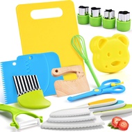 Wulumu Montessori Kitchen Tools,17Pcs Toddler Knife Set Kids Knife Set for Real Cooking-Kids Kitchen