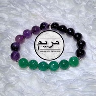 GELANG RAWATAN KRISTAL (AMETYST + BLACK ONYX + AVENTURINE) KHALIFAH SARI SAFAR