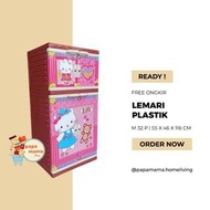 Lemari Anak Plastik Karakter Motif Cowok Cewek - LP. 3 Tingkat - Medan