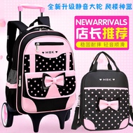 Trolley Girl Children's Three-Wheel Backpack Princess Elementary School Student Girl School Bag Scho