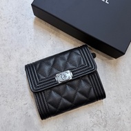 Chanel Boy銀扣 三折短夾 全新🆕