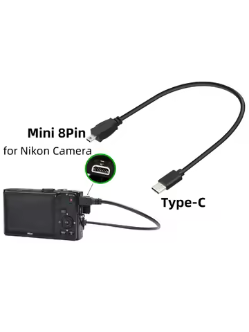 Type-C to Mini 8Pin Picture Transfer Charge Cable USB C UC-E6 UC-E16 UC-E17 Data Cord for Select Nik