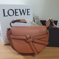 LOEWE Mini Gate Dual bag 棕褐色 焦糖色 緹花背帶 馬鞍包 肩背包