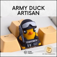 Army Duck Artisan Keycap – Cute Military Duck Resin Keycap for Mechanical Keyboard | MX Switch Compa