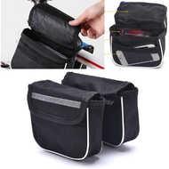 Cycling Bicycle Bag, Double Pouch for Phone Key Wallet, MTB Bike Top Frame Front Pannier Saddle Tube Bag