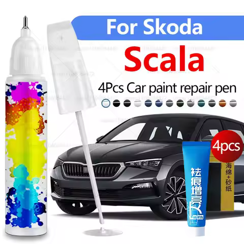 Car Paint Repair Pen For 2018-2025 Skoda Scala Paint Scratch Repair Accessories 4PCS Silver 8E White