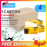 1 Carton ( 40Packs ) 4PLY Bamboo Pulp Tissue Paper Packet 240 PCS Cute Soft Facial Tissue Tisu Muka Buluh