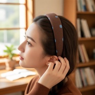 ,  Bando Span Cek Gaya Preppy Vintage, Bergaya Wanita dengan Rambut Palsu