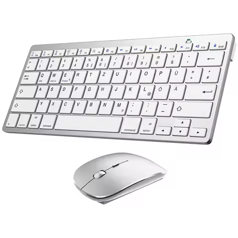 German QWERTZ Layout Bluetooth Keyboard Mouse Combo Ultra-Slim Mute Wireless Bluetooth Mouse for iPa