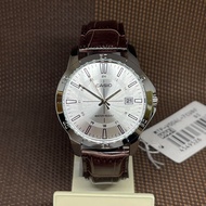 Casio MTP-V004L-7C Silver Analog Brown Leather Quartz Classic Dress Men's Watch