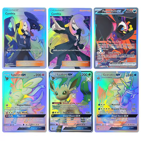 PKM Cards Holographic Sylveon GX Cynthin Gyarados GX Fezandipiti EX Hobbies Rare Collection Battle C
