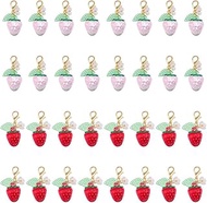 32 Pcs Acrylic Strawberry Pendant Decorations 37mm 3D Transparent Strawberry Charms Cute Fruit Hangi