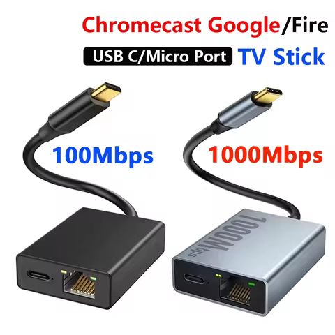 Electop Ethernet Adapter for Chromecast 4K Google TV USBC Type-C to 1000Mbps Network Card for Smartp